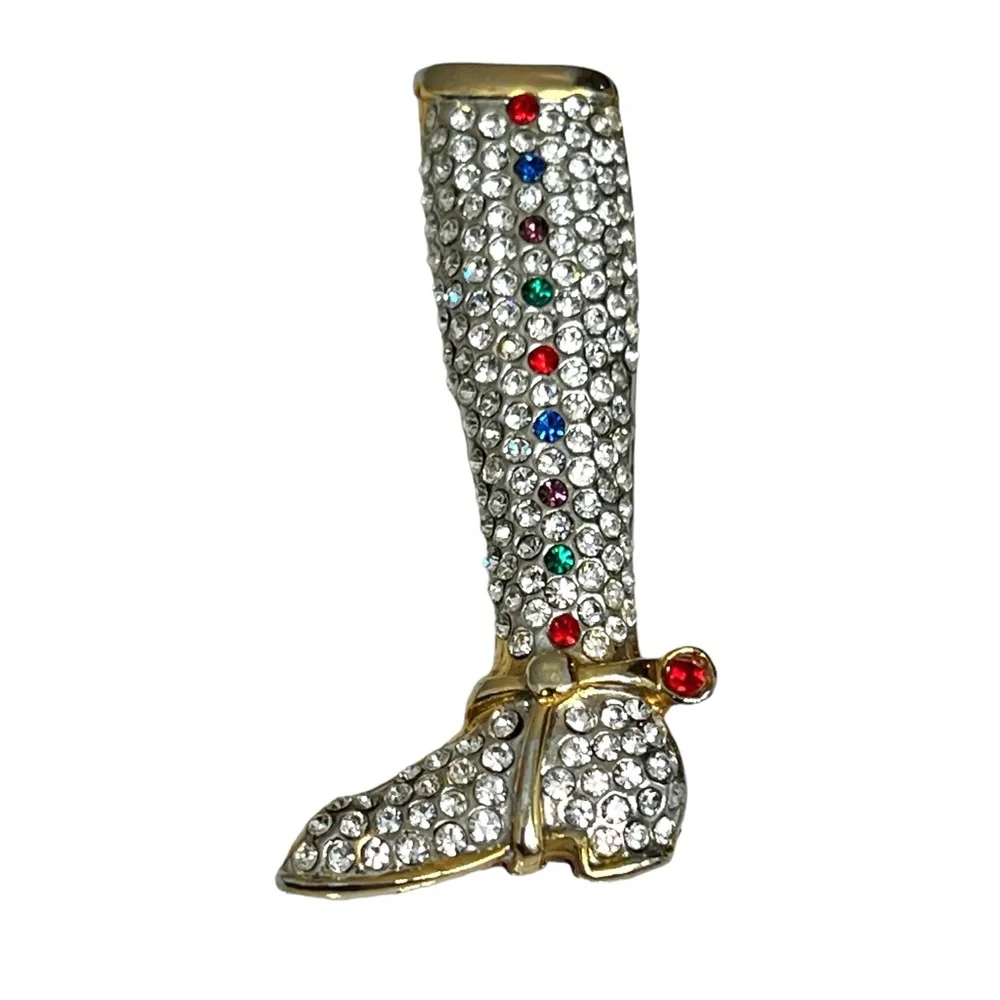 VINTAGE CRYSTAL COWBOY BOOT BROOCH